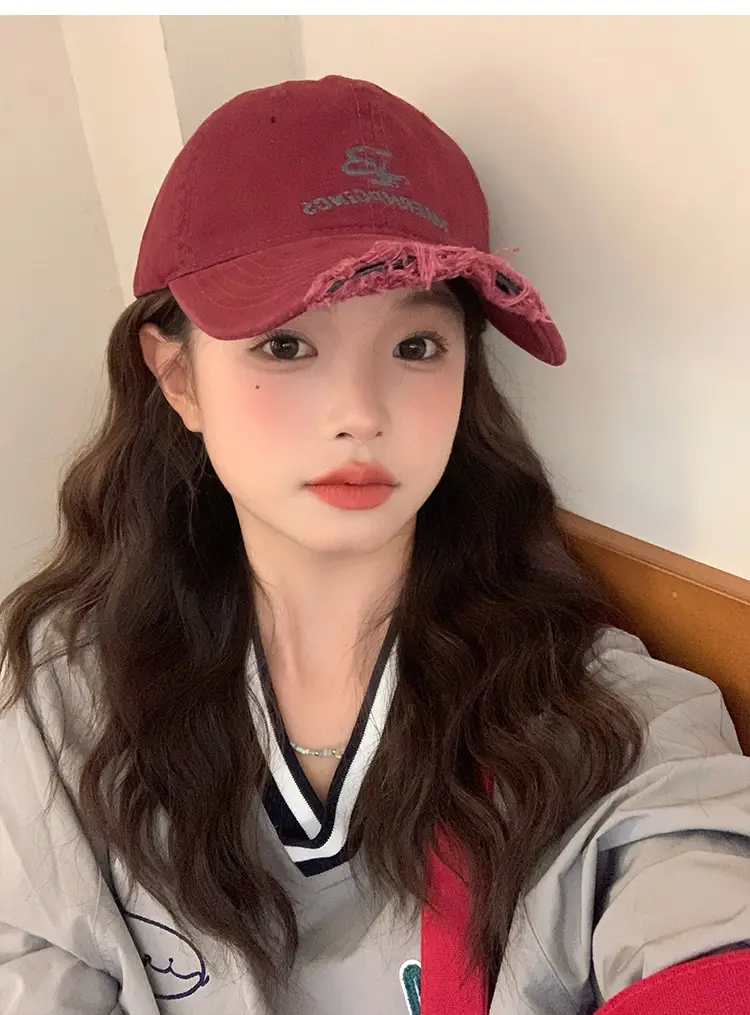 Women Retro Hole Baseball Cap Sunshade Grey — feature 3