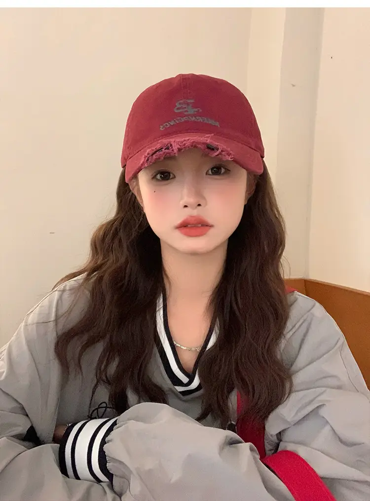 Women Retro Hole Baseball Cap Sunshade Grey — feature 4
