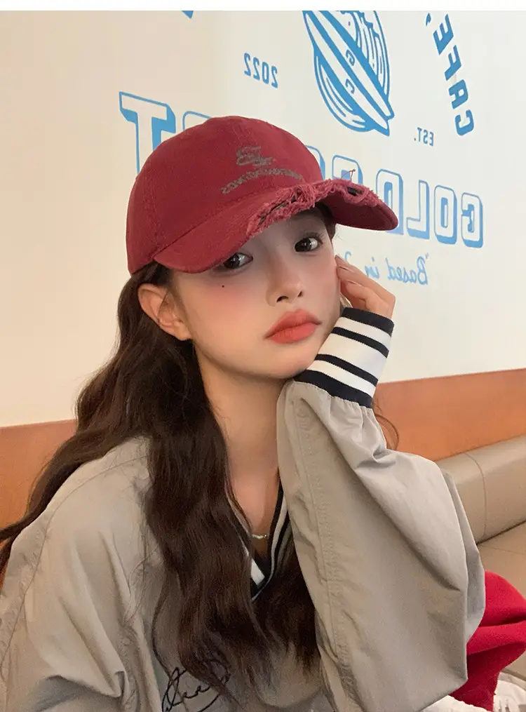 Women Retro Hole Baseball Cap Sunshade Grey — feature 5