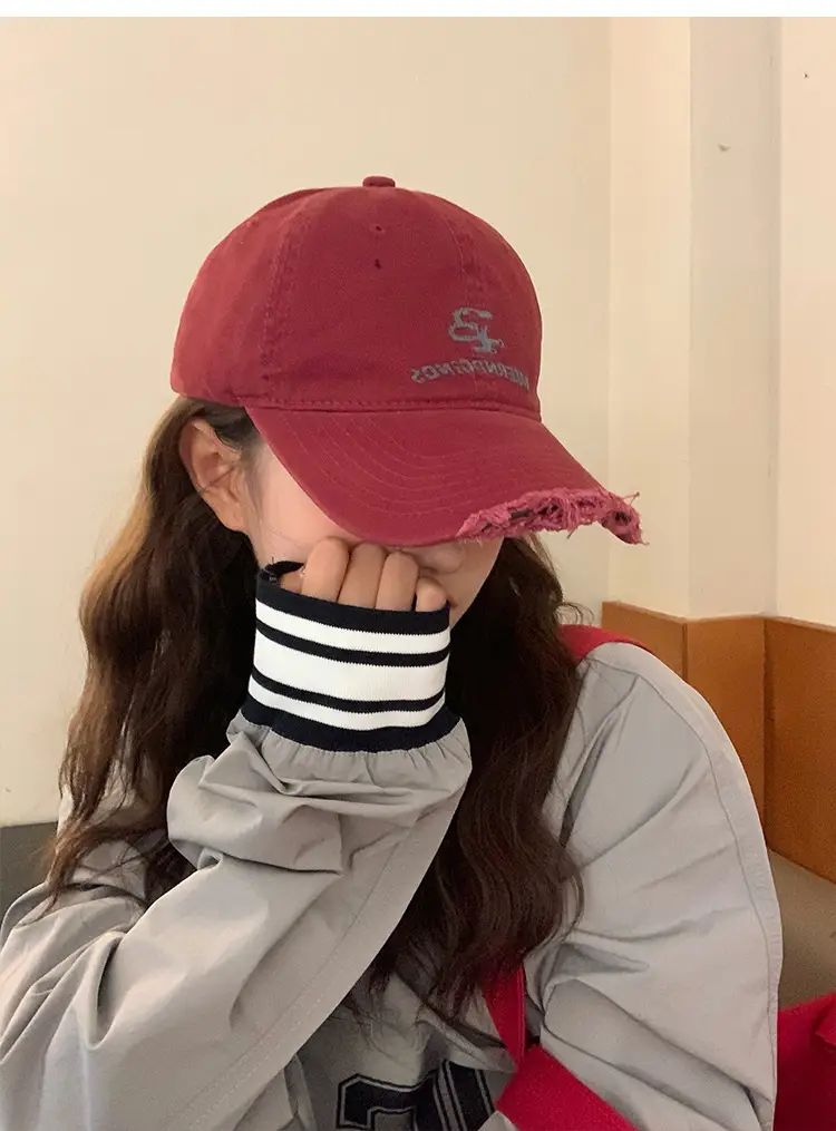 Women Retro Hole Baseball Cap Sunshade Grey — feature 6
