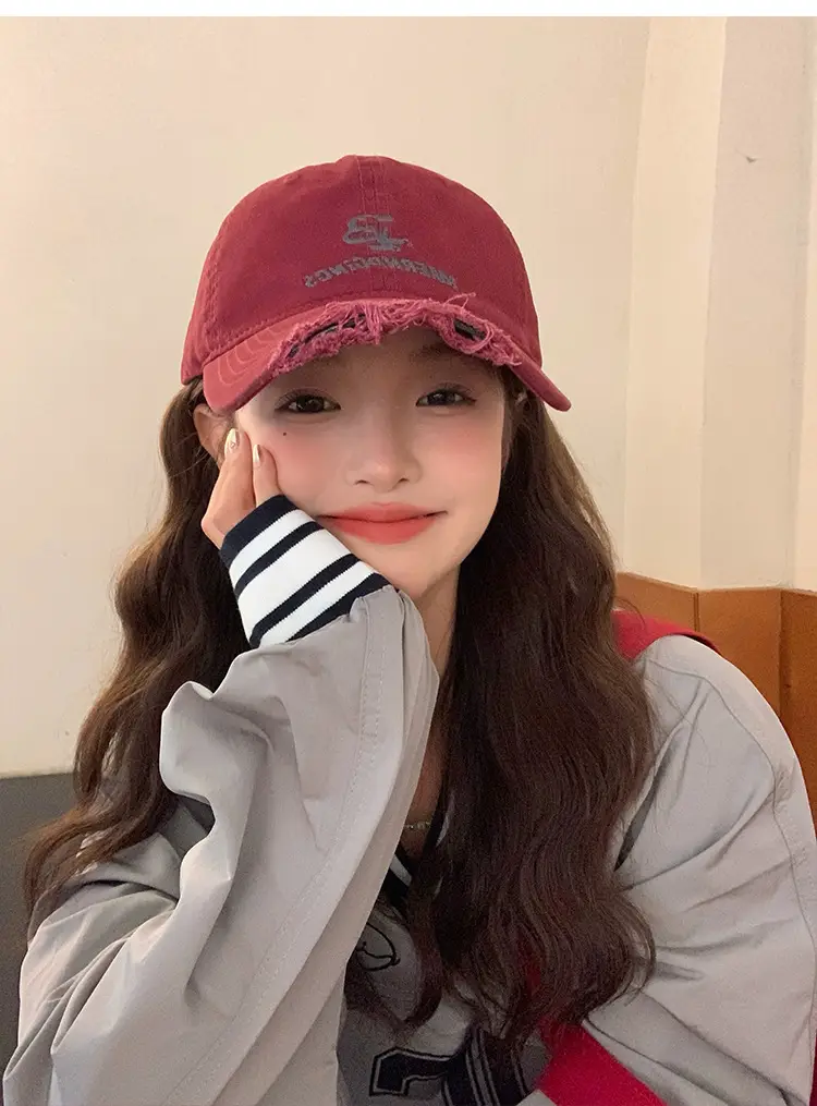 Women Retro Hole Baseball Cap Sunshade Grey — feature 7