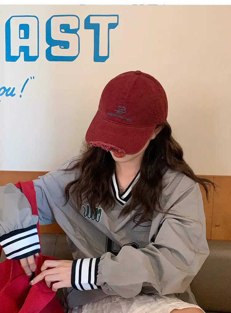 Women Retro Hole Baseball Cap Sunshade Grey — feature 8