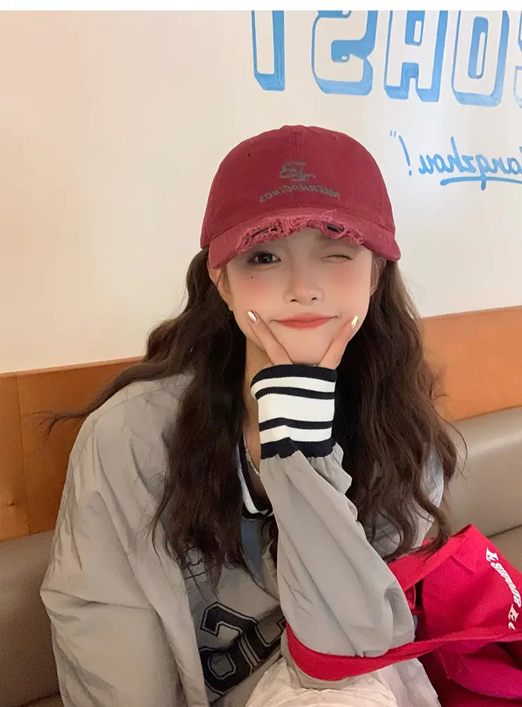 Women Retro Hole Baseball Cap Sunshade Grey — feature 9