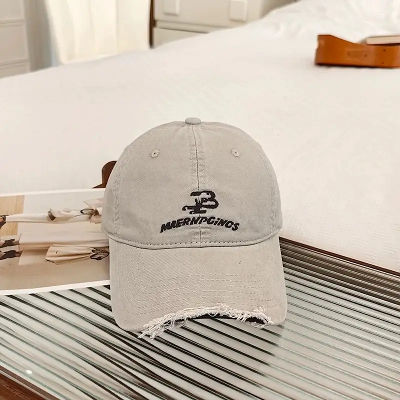 Women Retro Hole Baseball Cap Sunshade Grey - Image 4