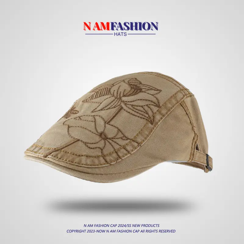 New Lotus Embroidery British Vintage Spice Girl Hat - Image 6