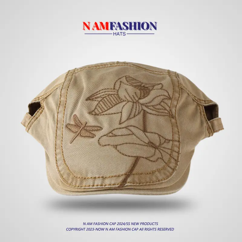 New Lotus Embroidery British Vintage Spice Girl Hat — feature 6