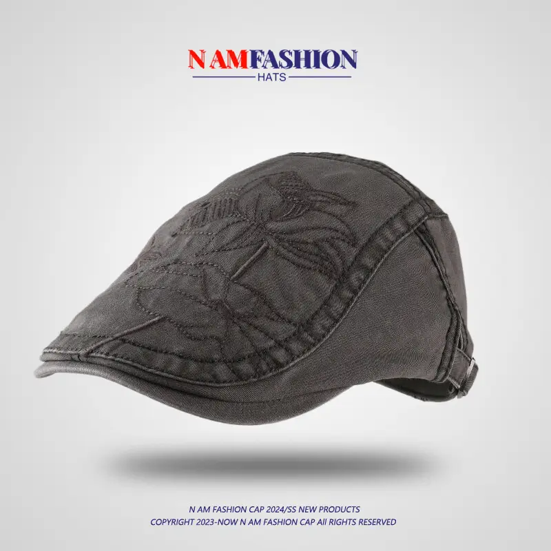 New Lotus Embroidery British Vintage Spice Girl Hat - Image 2