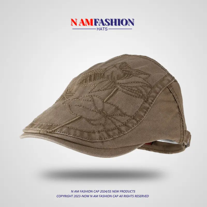 New Lotus Embroidery British Vintage Spice Girl Hat - Image 3
