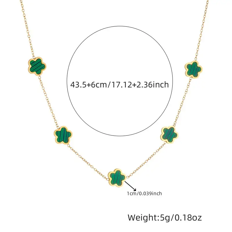 Golden Fourleaf Flower Necklace Set for Women - Image 9