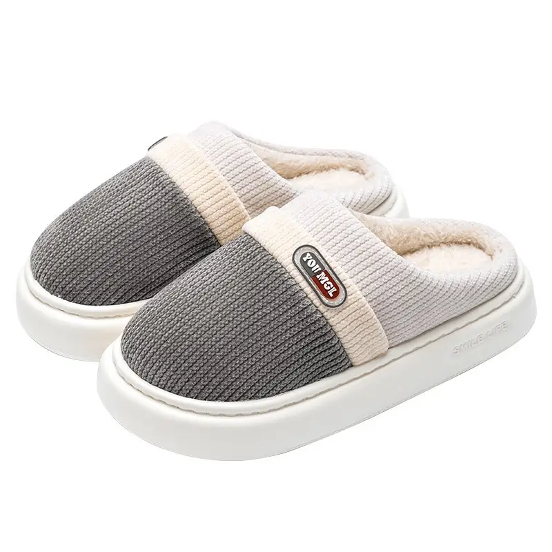 Men's Pink Fleece Lined Warm Slippers Autumn Winter
