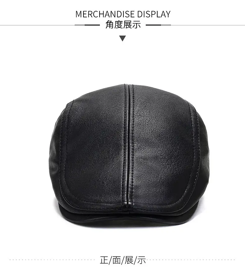 Winter Men's Faux Leather Peaked Hat — feature 4