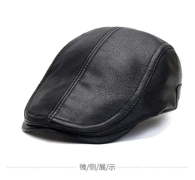 Winter Men's Faux Leather Peaked Hat — feature 5
