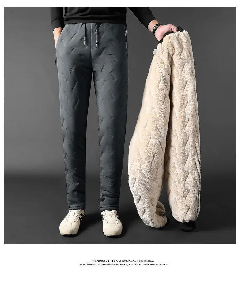 Lamb Velvet Pants Men Fleece Warm Extra Large — feature 25