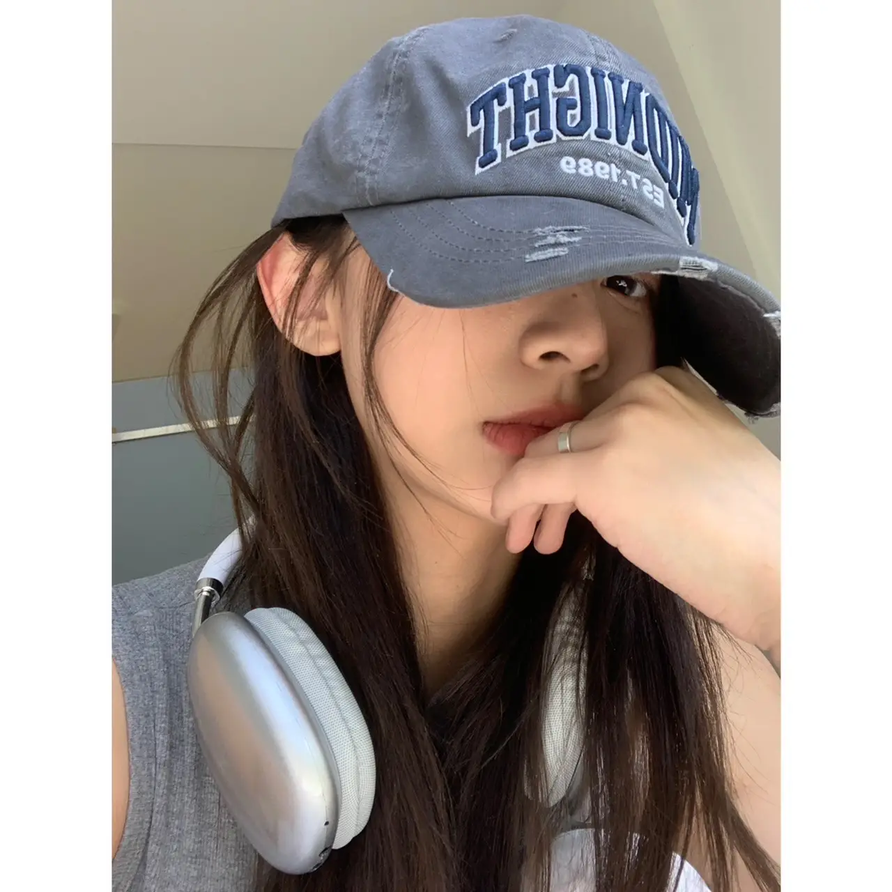 American Girl Street Dressed Rake Baseball Cap Embroidered Letter Large Head Circumference Cap - Image 8