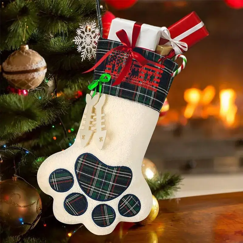 Custom Dog Paw Christmas Stockings Set for Kids - Image 4