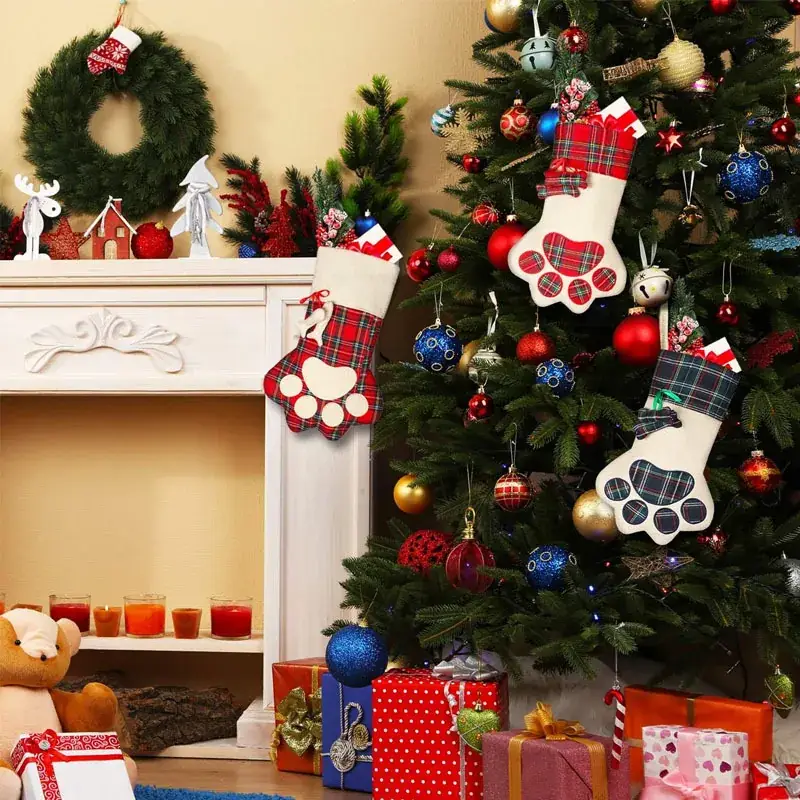 Custom Dog Paw Christmas Stockings Set for Kids - Image 5