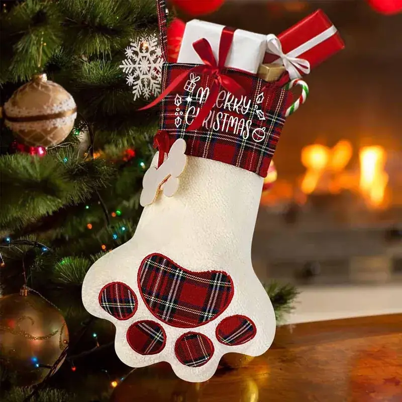 Custom Dog Paw Christmas Stockings Set for Kids - Image 6