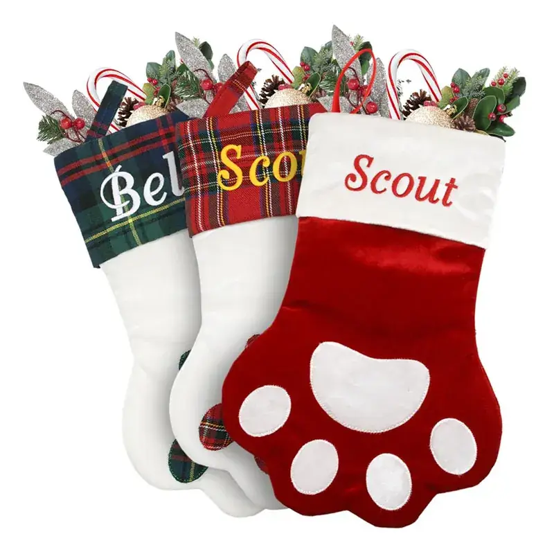 Custom Dog Paw Christmas Stockings Set for Kids - Image 7
