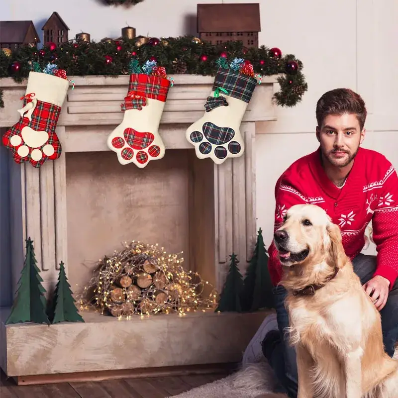 Custom Dog Paw Christmas Stockings Set for Kids — feature 7