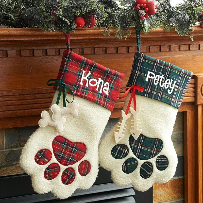 Custom Dog Paw Christmas Stockings Set for Kids — feature 8