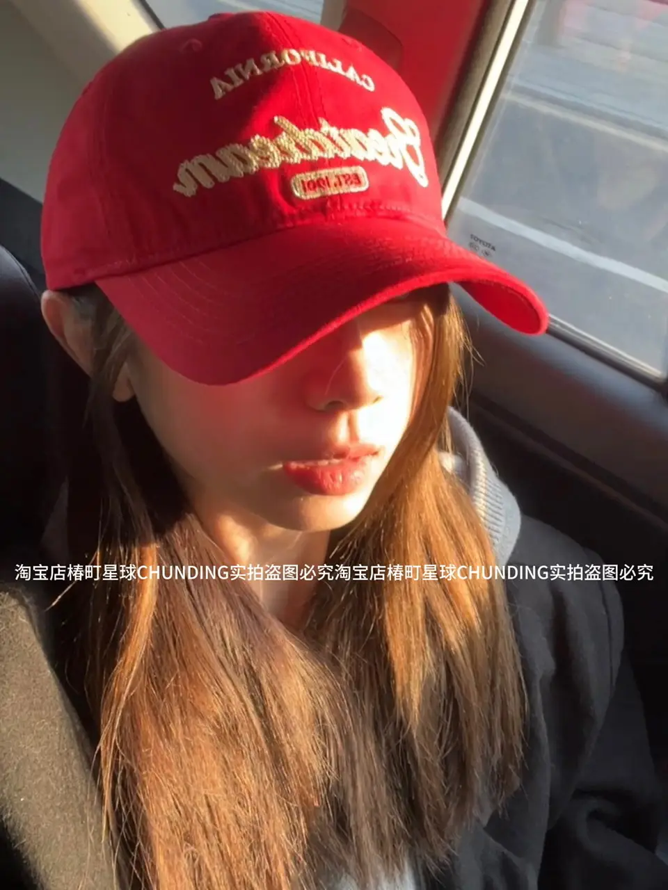 Red California Big Head Baseball Cap for Women — feature 3