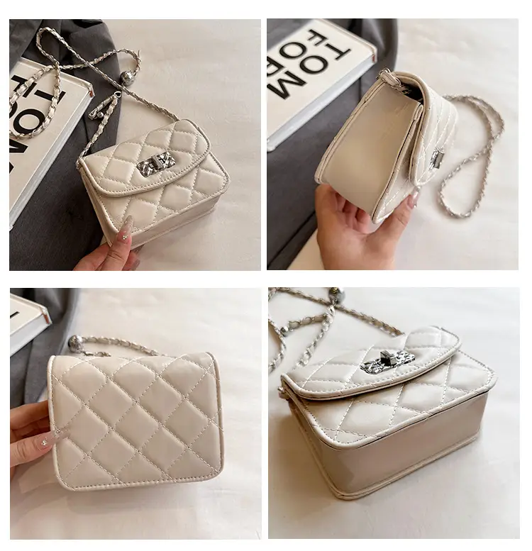 Lingge White Quilted Chain Shoulder Bag 2024 — feature 13