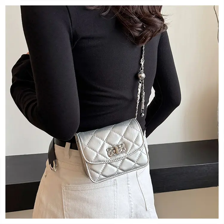 Lingge White Quilted Chain Shoulder Bag 2024 — feature 15