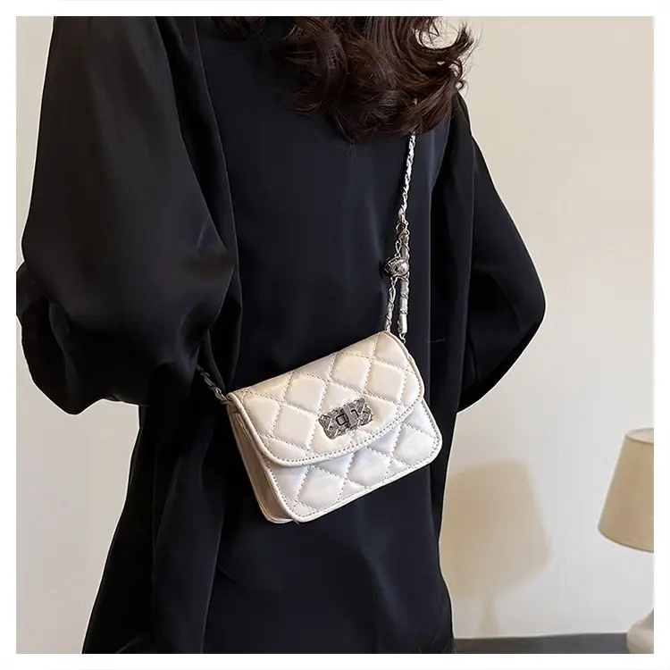 Lingge White Quilted Chain Shoulder Bag 2024 — feature 18