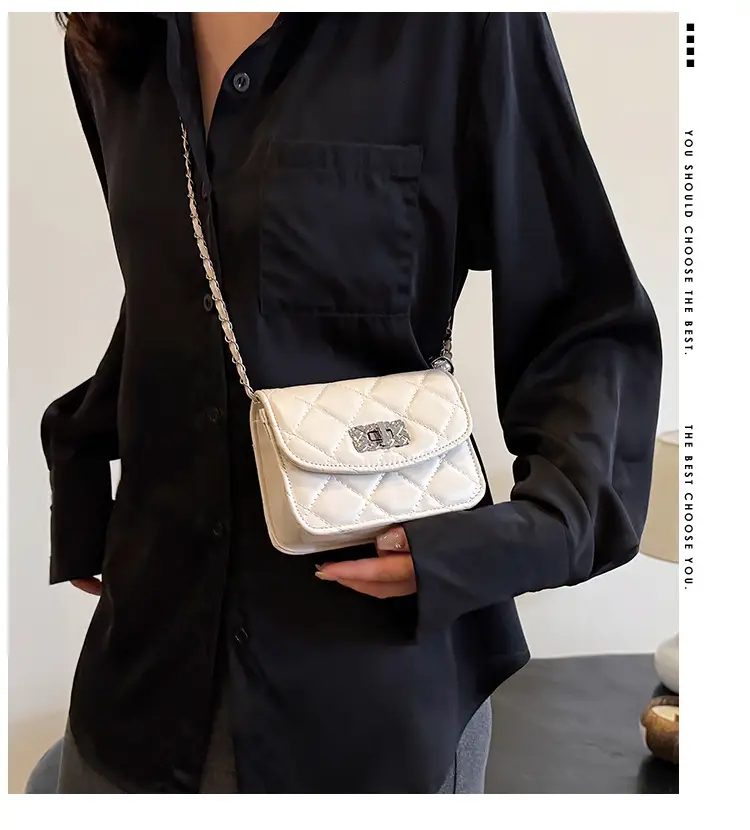 Lingge White Quilted Chain Shoulder Bag 2024 — feature 2