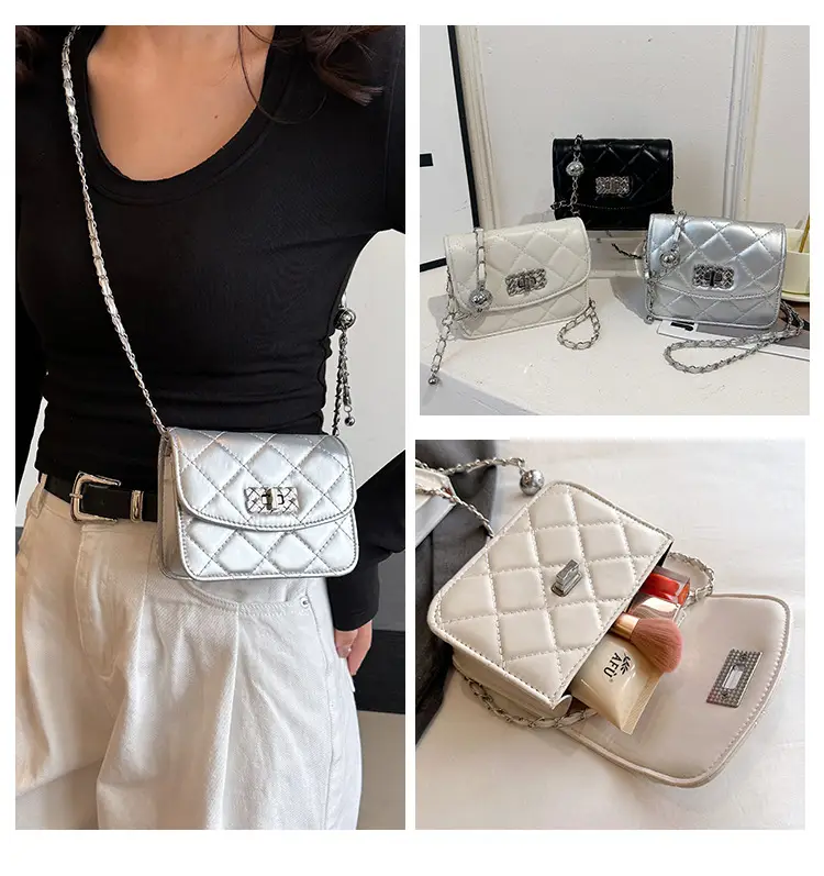 Lingge White Quilted Chain Shoulder Bag 2024 — feature 21