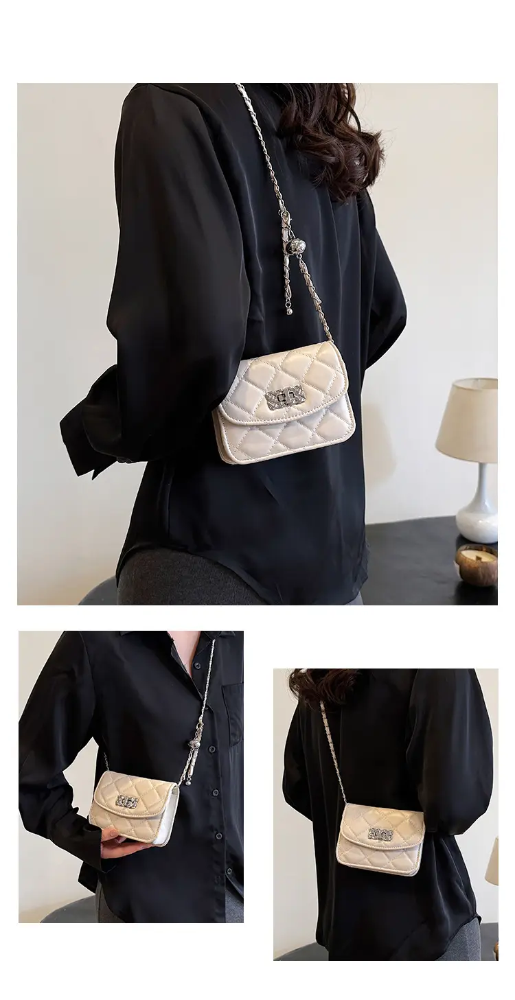 Lingge White Quilted Chain Shoulder Bag 2024 — feature 22