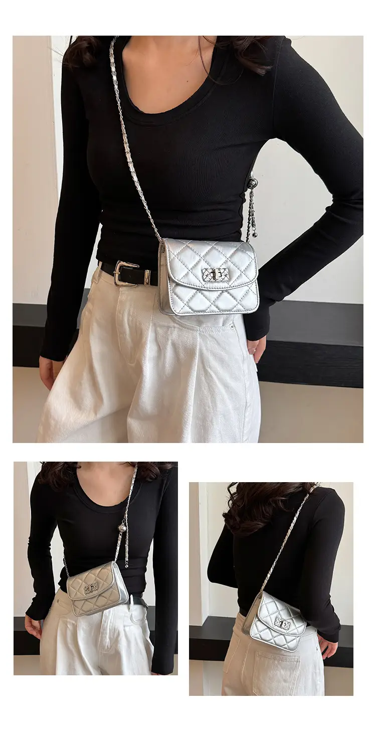 Lingge White Quilted Chain Shoulder Bag 2024 — feature 23