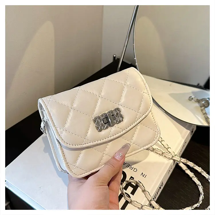 Lingge White Quilted Chain Shoulder Bag 2024