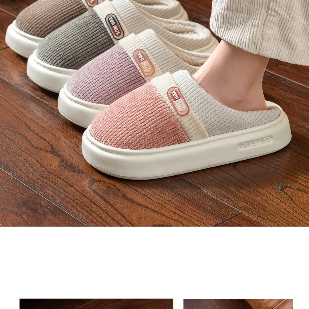 Cotton Slippers for Women, Winter 2026 New Style, Indoor Home Warm Color-Blocking Slippers for Men, Household Use for Men in Autumn and Winter — feature 19