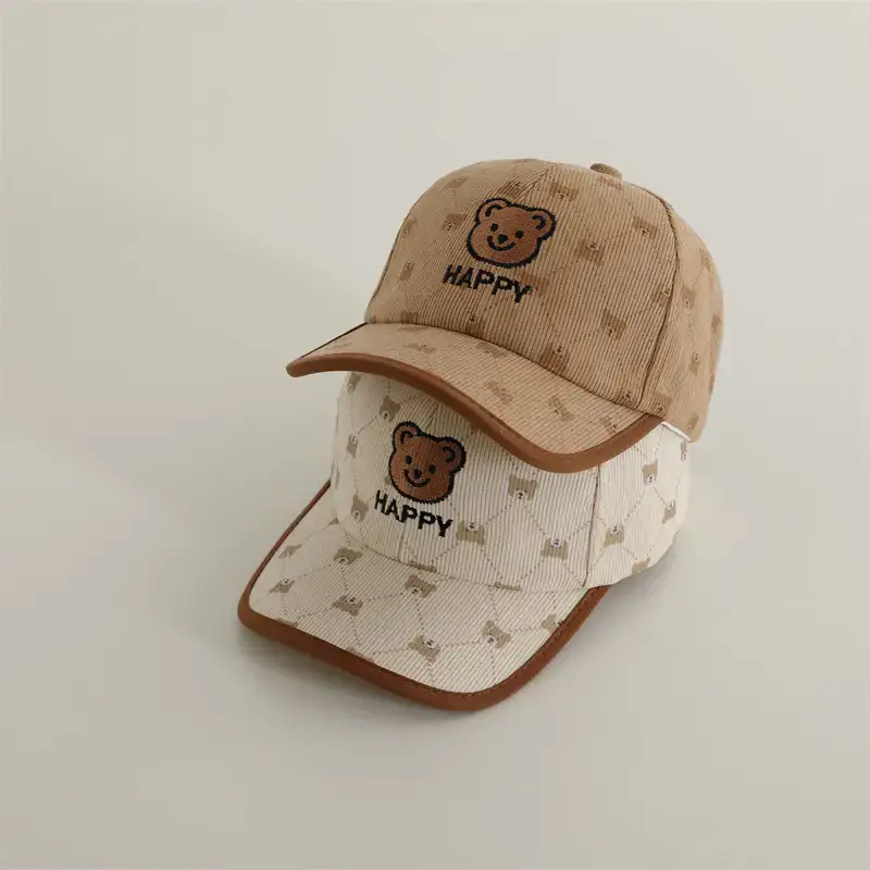 2024 Kids Retro Embroidered Bear Cap Brown - Image 3