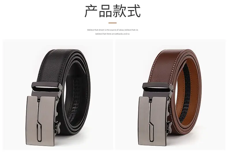Men's Genuine Leather Belt Black Silver Buckle — feature 10