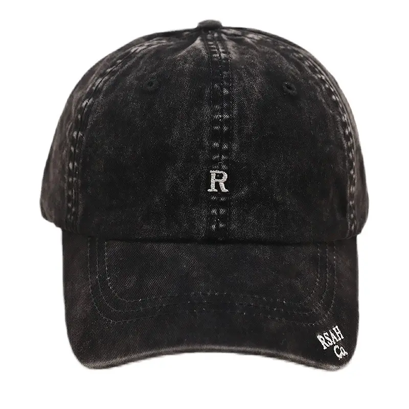 Vintage Washed Denim Cap Women's Personalized Embroidered Letter Show Face Small