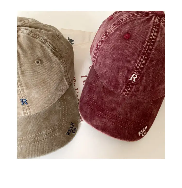 Vintage Washed Denim Cap Women's Personalized Embroidered Letter Show Face Small — feature 20