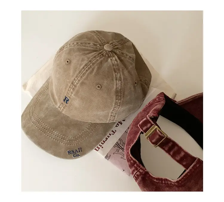 Vintage Washed Denim Cap Women's Personalized Embroidered Letter Show Face Small — feature 22