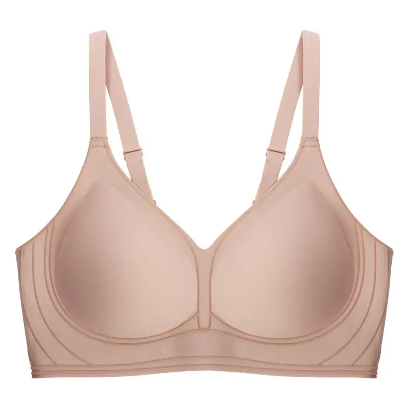 Nude V-Neck Non-Rimless Bra for Women