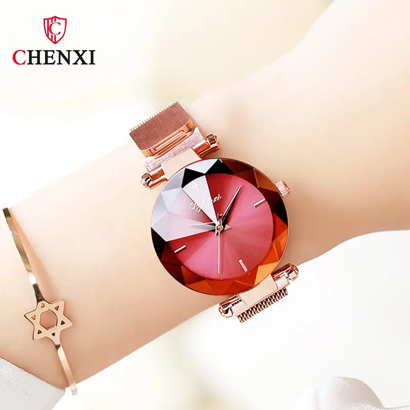 Chen Xi Magnetic Mesh Watch Red Gold Women - Image 6
