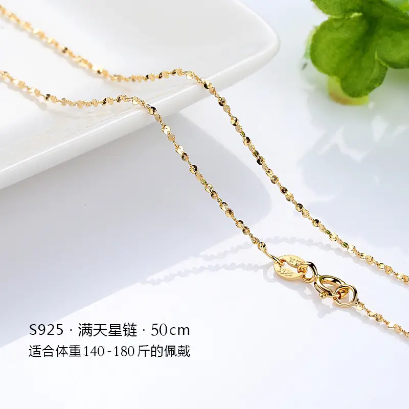 Gold Plated Clavicle Chain Necklace for Women 50cm