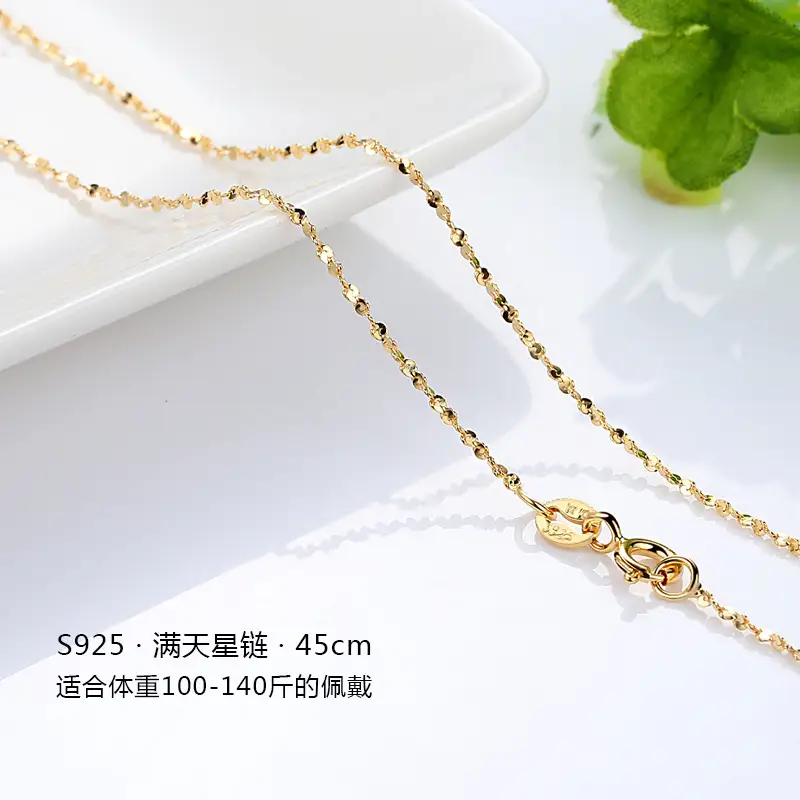Gold Plated Clavicle Chain Necklace for Women 50cm