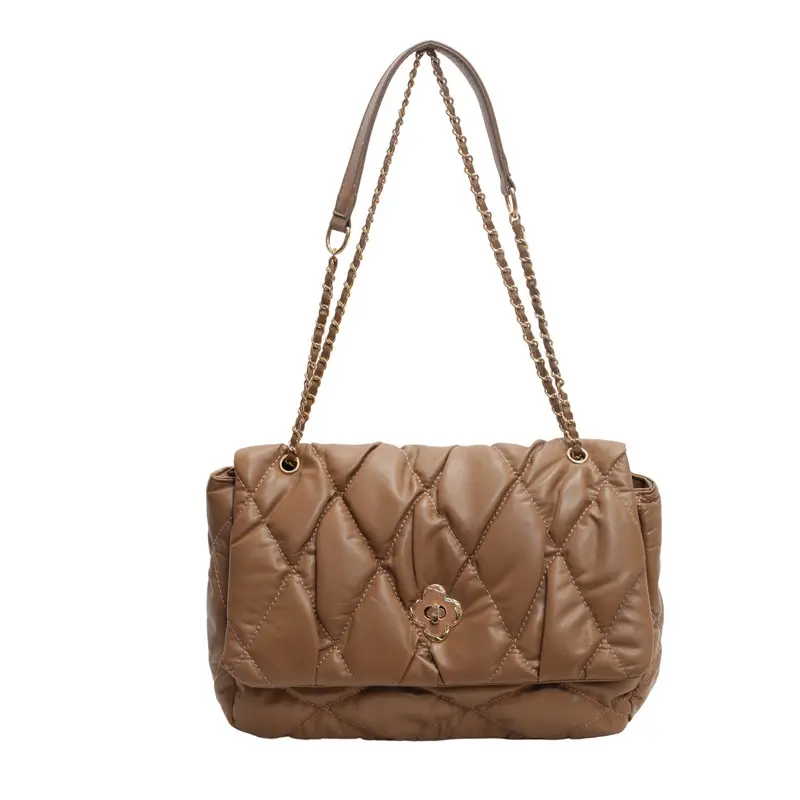 Women's Textured Rhombic Chain Bags Large Capacity - Image 8