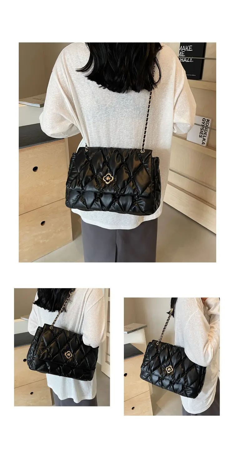 Women's Textured Rhombic Chain Bags Large Capacity — feature 11