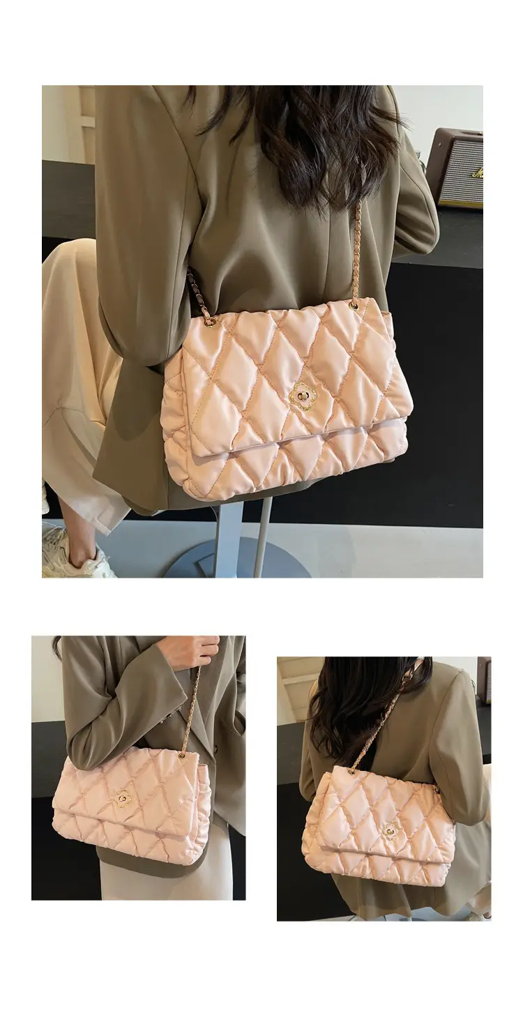 Women's Textured Rhombic Chain Bags Large Capacity — feature 13