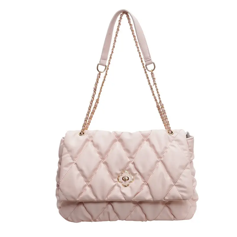 Women's Textured Rhombic Chain Bags Large Capacity - Image 3