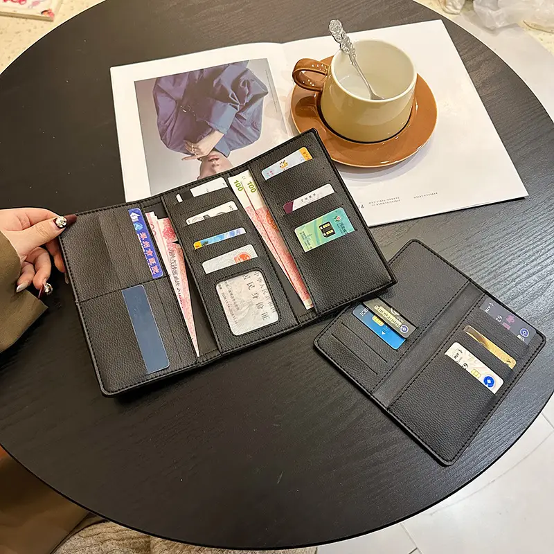 Cross-border high-end wallet women's new short multi-card three-fold buckle hand-held long wallet for hair