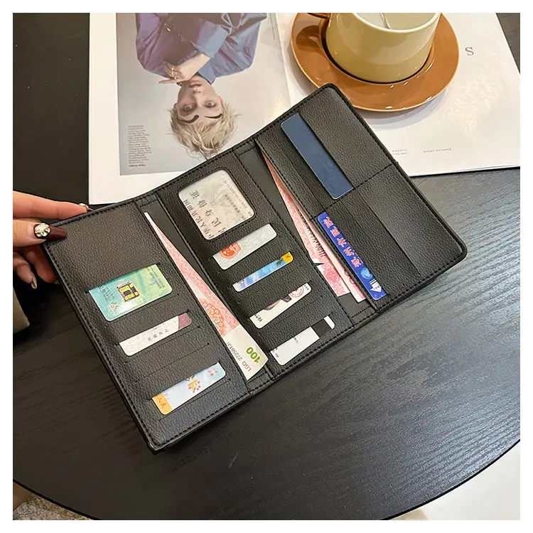 Cross-border high-end wallet women's new short multi-card three-fold buckle hand-held long wallet for hair — feature 29