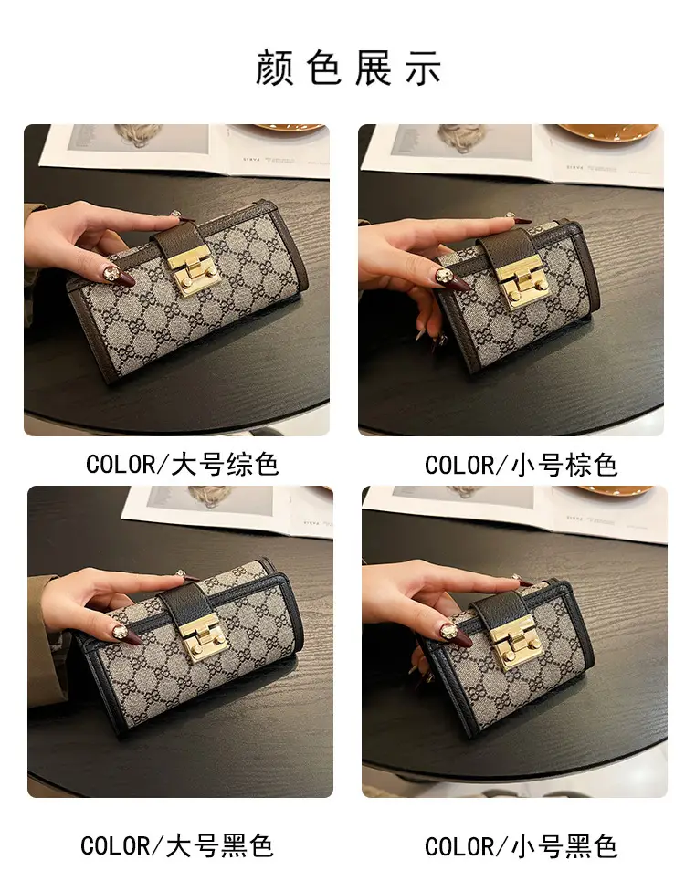 Cross-border high-end wallet women's new short multi-card three-fold buckle hand-held long wallet for hair — feature 4